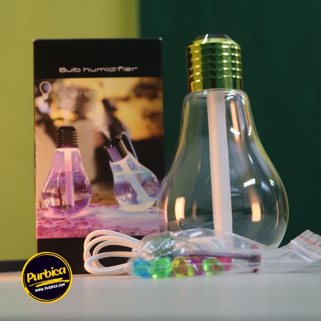 LED Bulb Air Humidifier with 7-Color Night Light & Aroma Diffuser